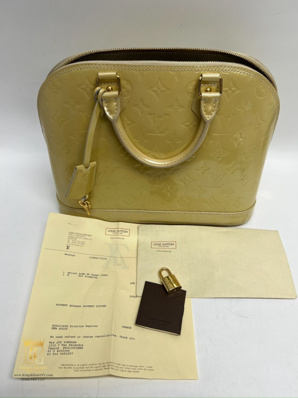 Louis Vuitton Olive Patent Vernis Alma Satchel - Picture 13 of 14